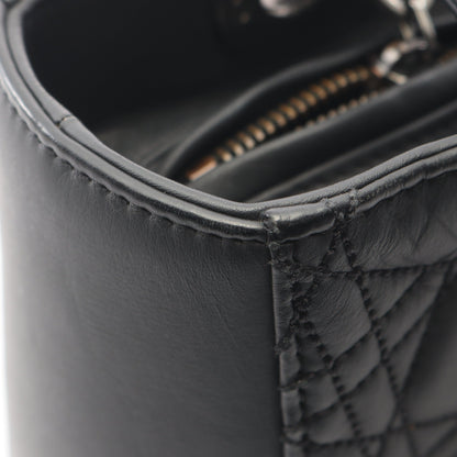 LADY DIOR レディディオール カナージュ 2WAY ハンドバッグ レザー ブラック クリスチャンディオール