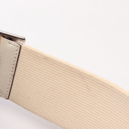 ゲタ ナタ ショルダーバッグ シェーブル アイボリー シルバー金具 W刻印 エルメス バッグ HERMES