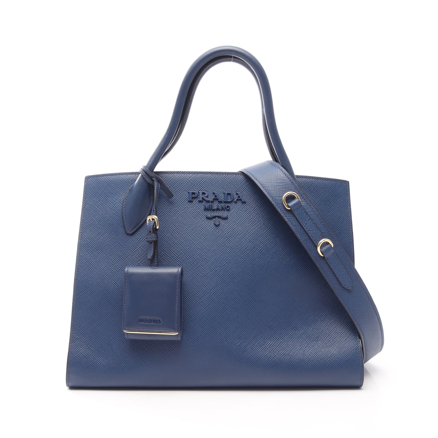 SAFFIANO CUIR C モノクローム 2WAY ハンドバッグ サフィアーノレザー ダークブルー プラダ