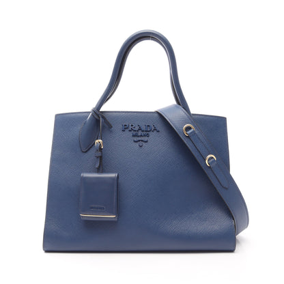 SAFFIANO CUIR C モノクローム 2WAY ハンドバッグ サフィアーノレザー ダークブルー プラダ