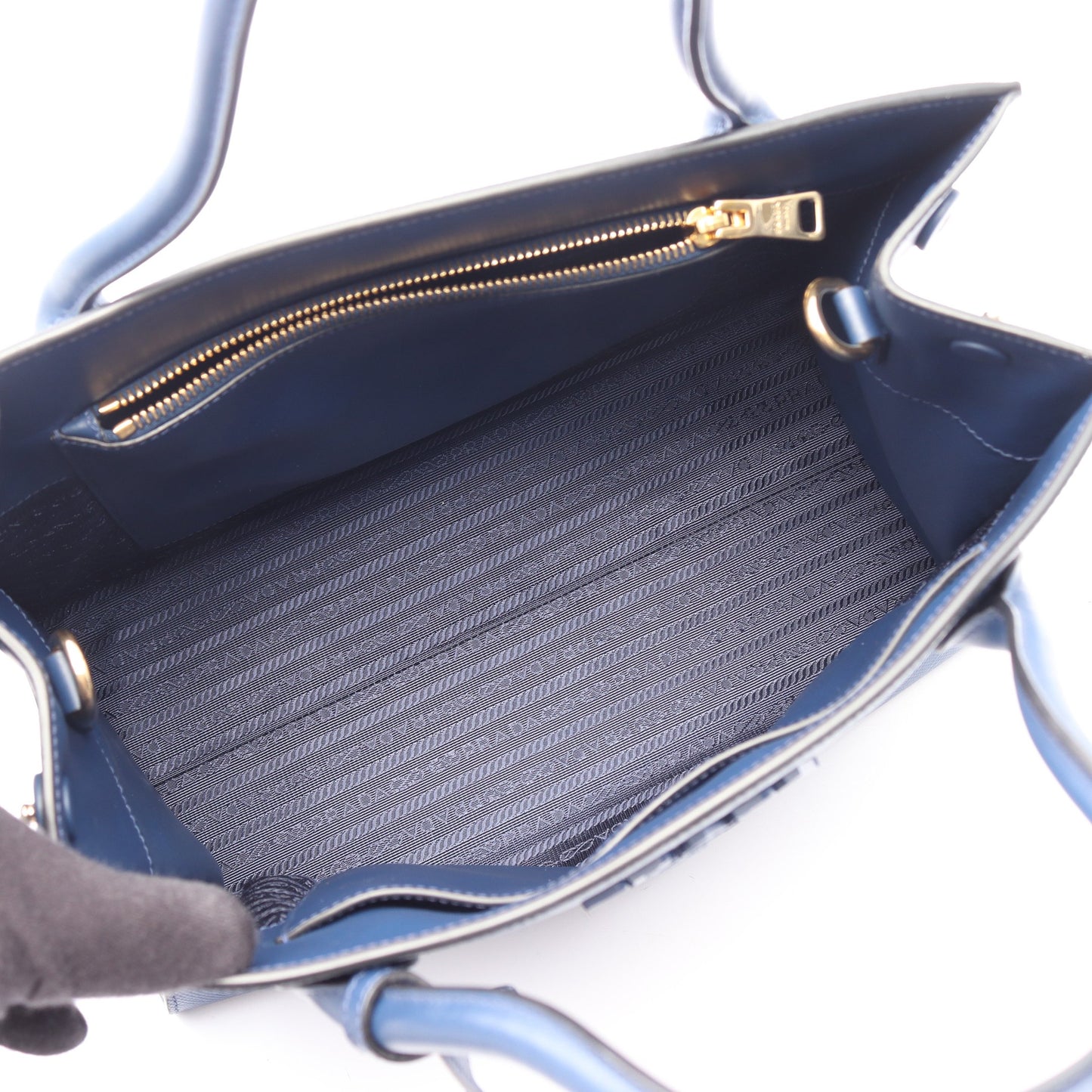 SAFFIANO CUIR C モノクローム 2WAY ハンドバッグ サフィアーノレザー ダークブルー プラダ