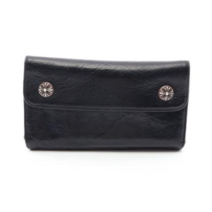 ウェーブウォレット クロスボタン 三つ折り長財布 レザー ブラック クロムハーツ 財布・小物 Chrome Hearts
