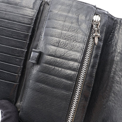 ウェーブウォレット クロスボタン 三つ折り長財布 レザー ブラック クロムハーツ 財布・小物 Chrome Hearts
