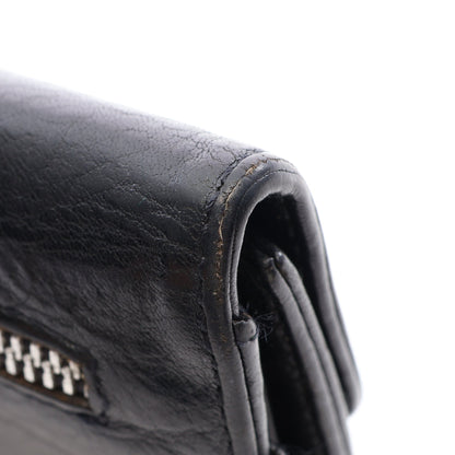 ウェーブウォレット クロスボタン 三つ折り長財布 レザー ブラック クロムハーツ 財布・小物 Chrome Hearts