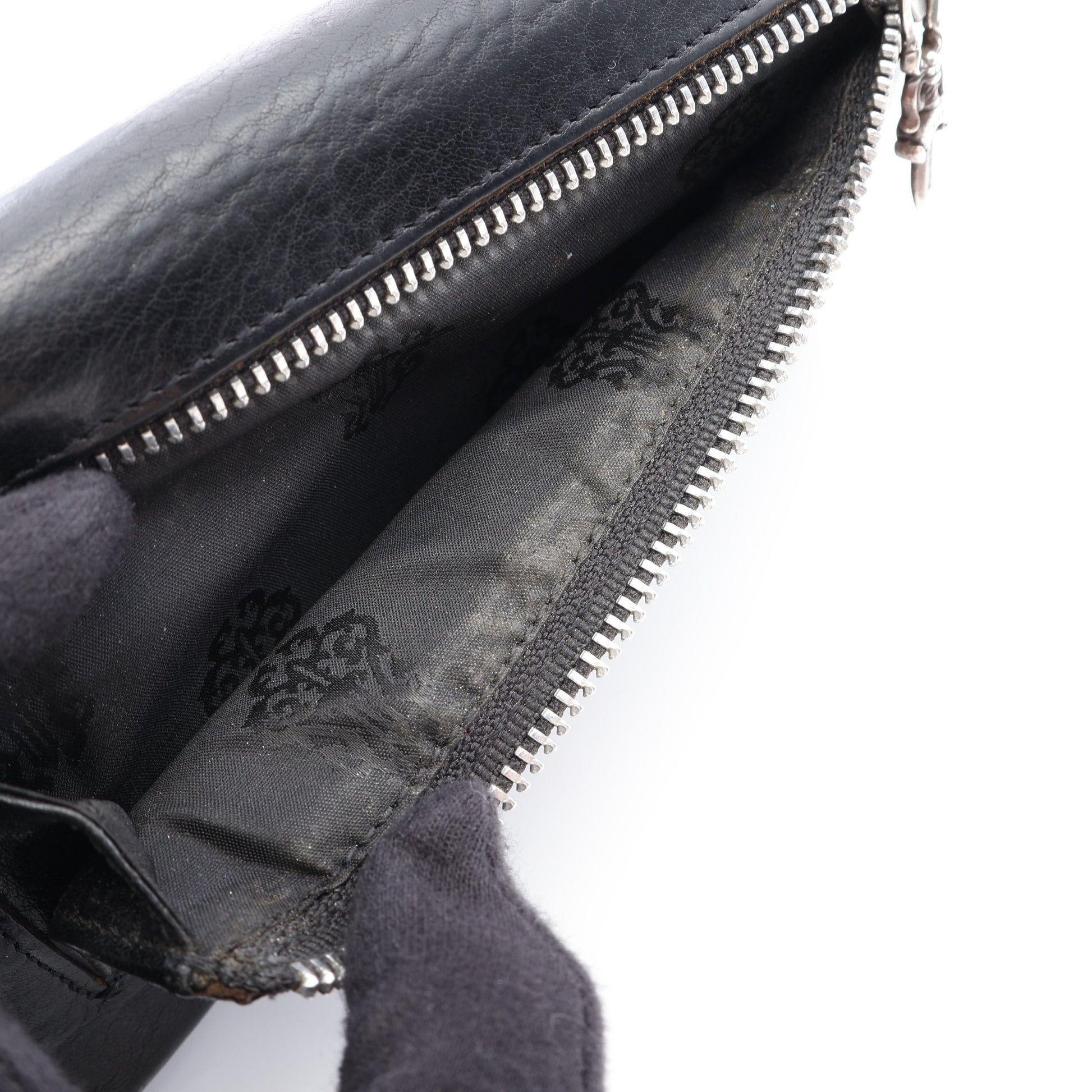 ウェーブウォレット クロスボタン 三つ折り長財布 レザー ブラック クロムハーツ 財布・小物 Chrome Hearts