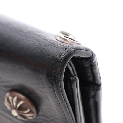 ウェーブウォレット クロスボタン 三つ折り長財布 レザー ブラック クロムハーツ 財布・小物 Chrome Hearts