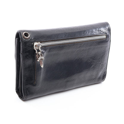 ウェーブウォレット クロスボタン 三つ折り長財布 レザー ブラック クロムハーツ 財布・小物 Chrome Hearts