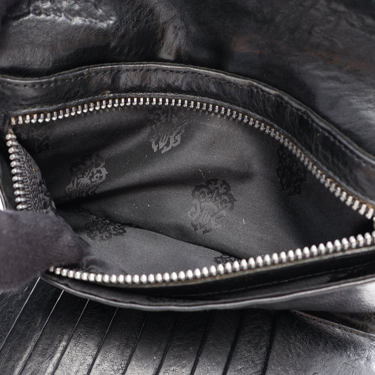 ウェーブウォレット クロスボタン 三つ折り長財布 レザー ブラック クロムハーツ 財布・小物 Chrome Hearts