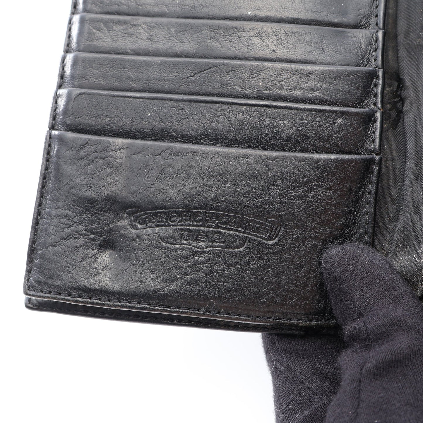 ウェーブウォレット クロスボタン 三つ折り長財布 レザー ブラック クロムハーツ 財布・小物 Chrome Hearts