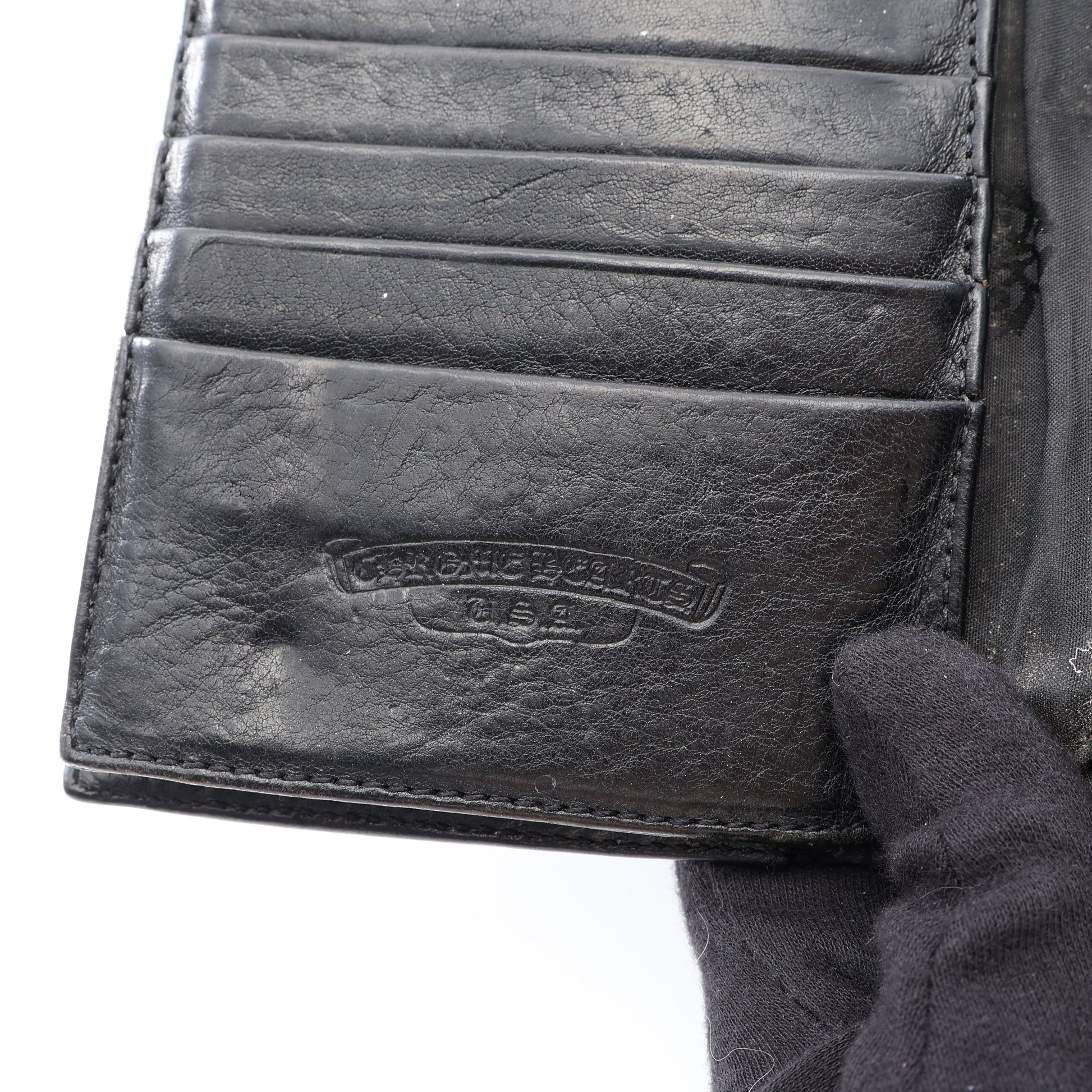 ウェーブウォレット クロスボタン 三つ折り長財布 レザー ブラック クロムハーツ 財布・小物 Chrome Hearts