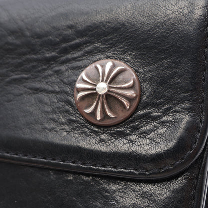ウェーブウォレット クロスボタン 三つ折り長財布 レザー ブラック クロムハーツ 財布・小物 Chrome Hearts
