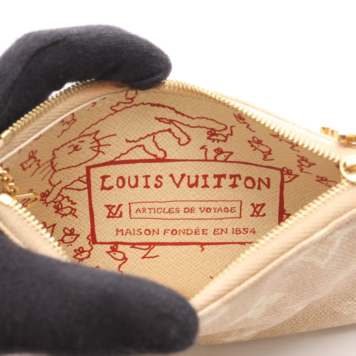 ポシェット クレS ミャオグラム キーリング付き ポーチ キャンバス ベージュ ルイヴィトン 財布・小物 LOUIS VUITTON