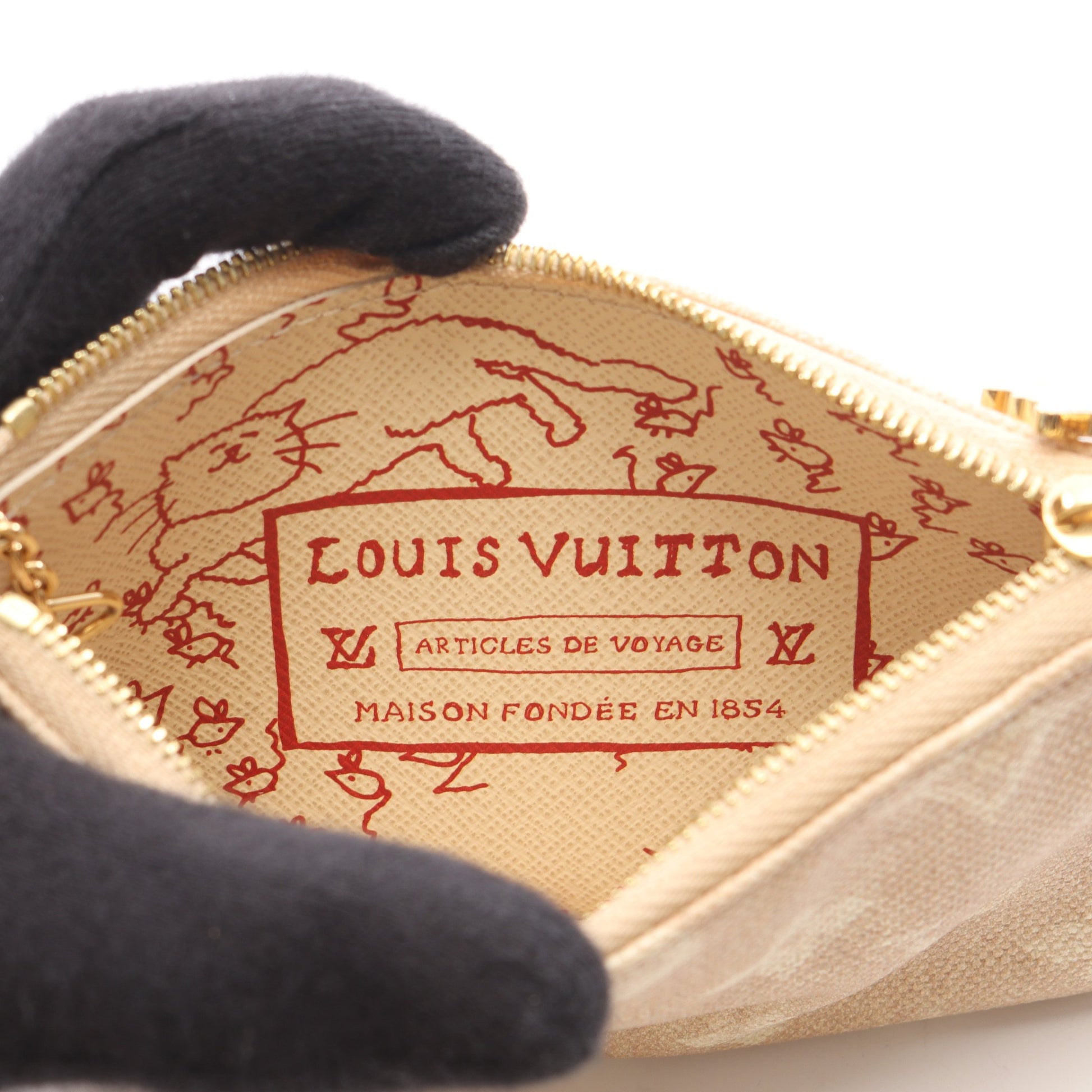 ポシェット クレS ミャオグラム キーリング付き ポーチ キャンバス ベージュ ルイヴィトン 財布・小物 LOUIS VUITTON