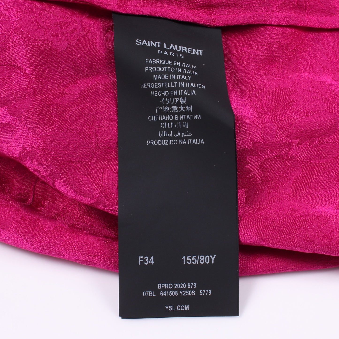 ハイネック 花柄 ブラウス シルク ピンクパープル サンローランパリ トップス SAINT LAURENT PARIS