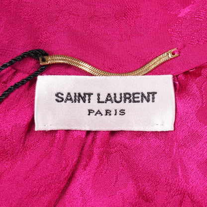 ハイネック 花柄 ブラウス シルク ピンクパープル サンローランパリ トップス SAINT LAURENT PARIS