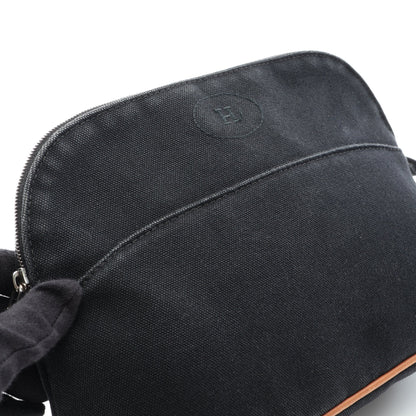 ボリードポーチMM ポーチ キャンバス レザー ブラック シルバー金具 エルメス