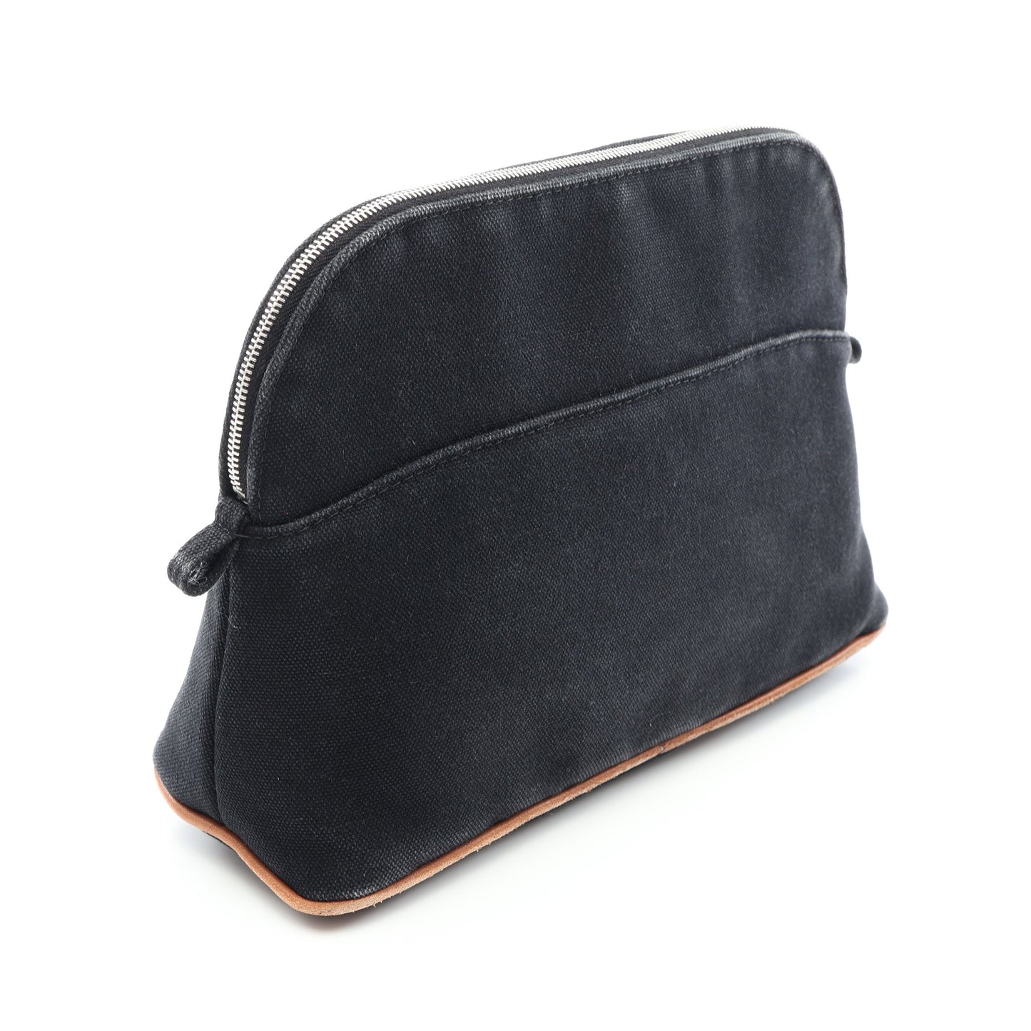 ボリードポーチMM ポーチ キャンバス レザー ブラック シルバー金具 エルメス