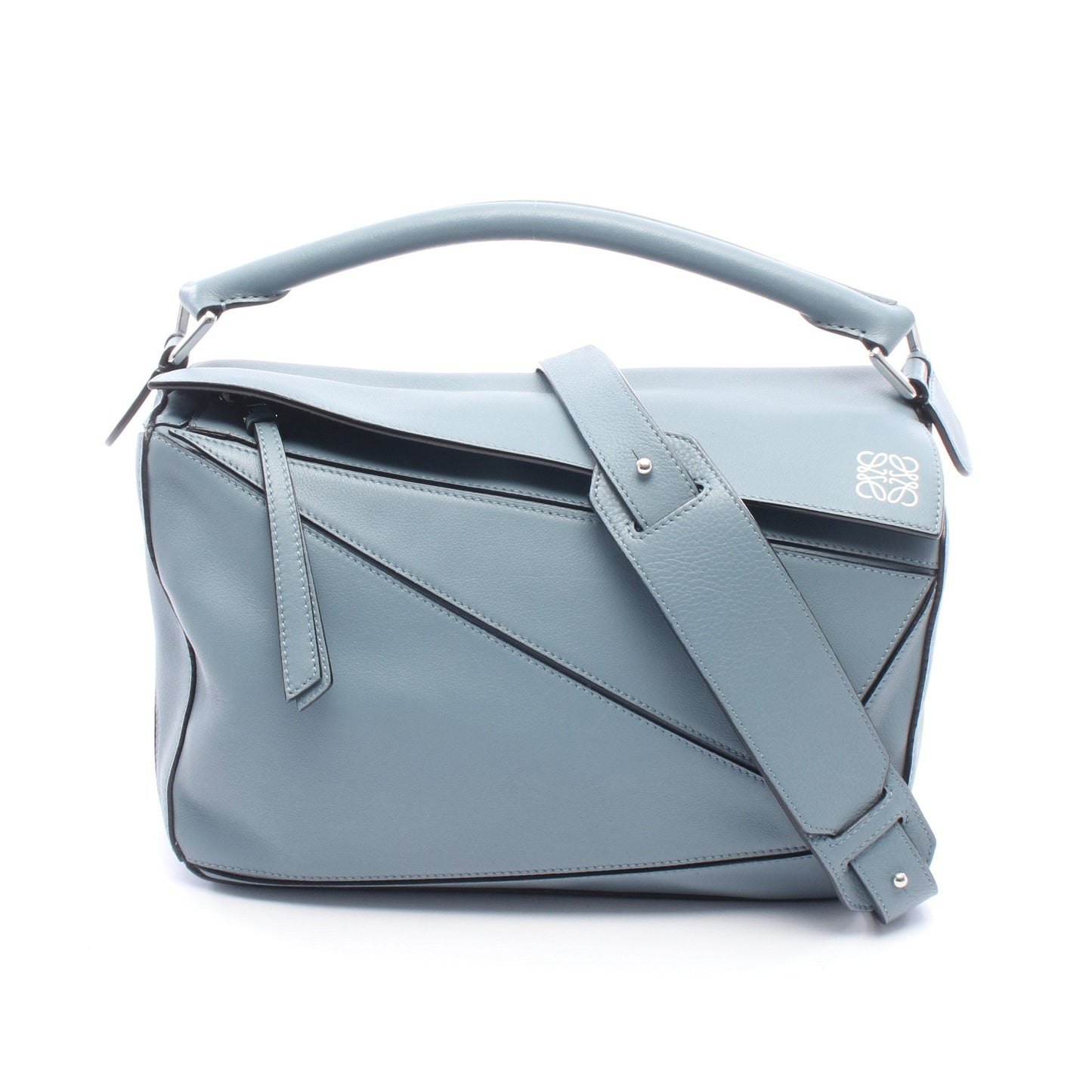 パズルバッグ ミディアム 2WAY ハンドバッグ レザー ブルー ロエベ バッグ LOEWE