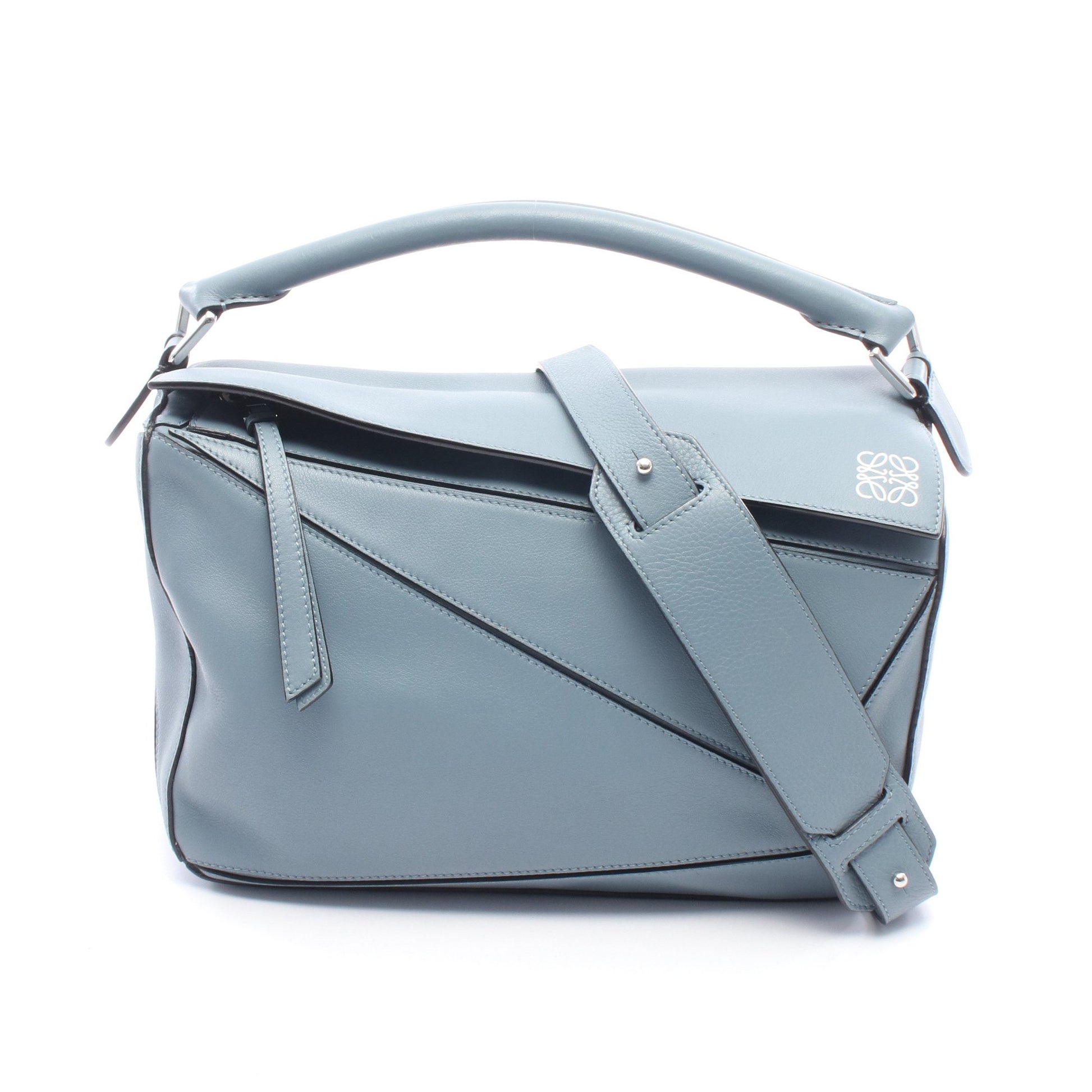 パズルバッグ ミディアム 2WAY ハンドバッグ レザー ブルー ロエベ バッグ LOEWE
