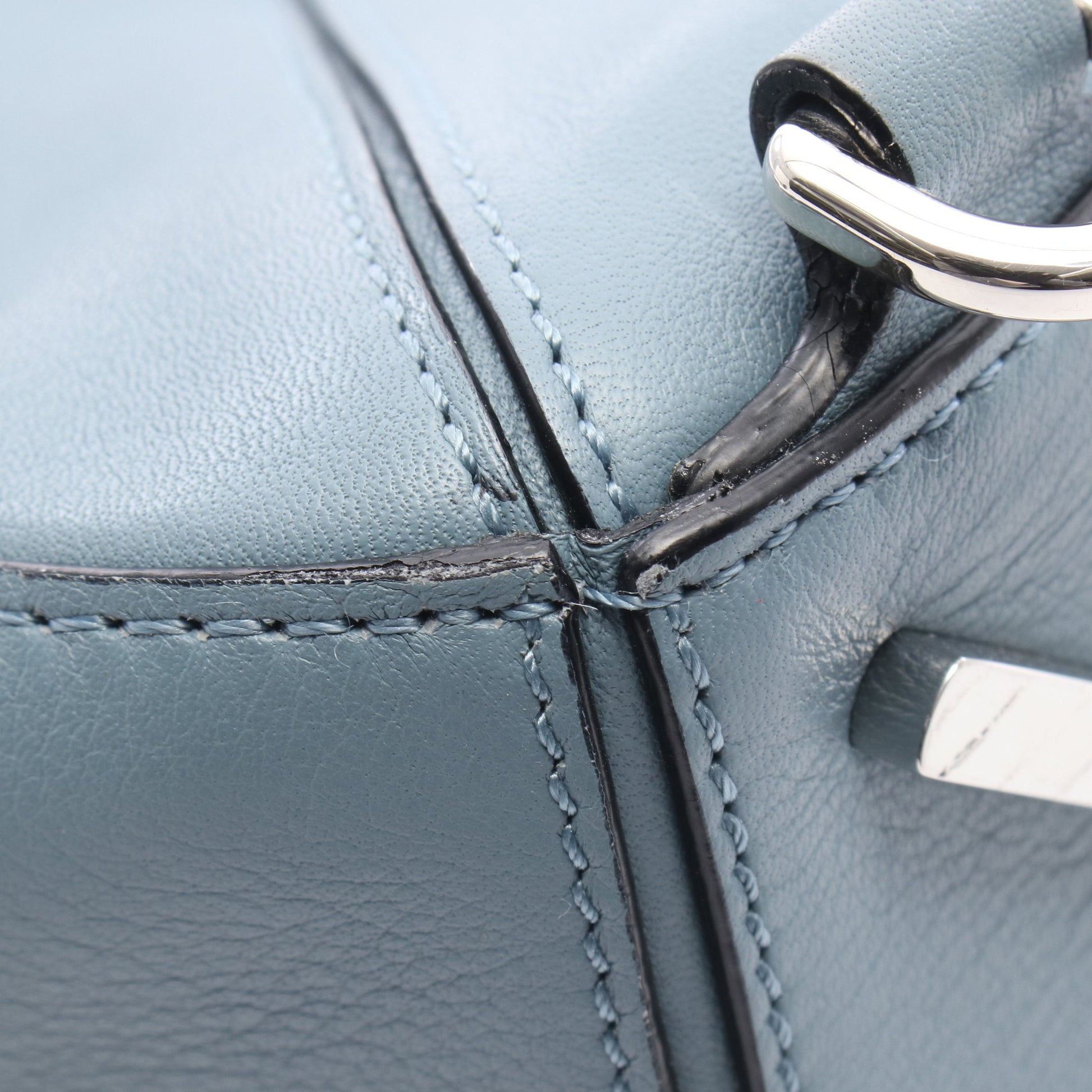 パズルバッグ ミディアム 2WAY ハンドバッグ レザー ブルー ロエベ バッグ LOEWE
