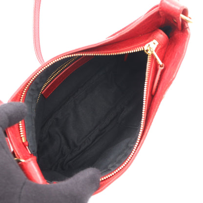 ジャイアントヒップ ショルダーバッグ キャンバス レザー レッド バレンシアガ