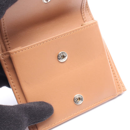 マトラッセ 二つ折り財布 レザー ライトブラウン シルバー金具 シャネル