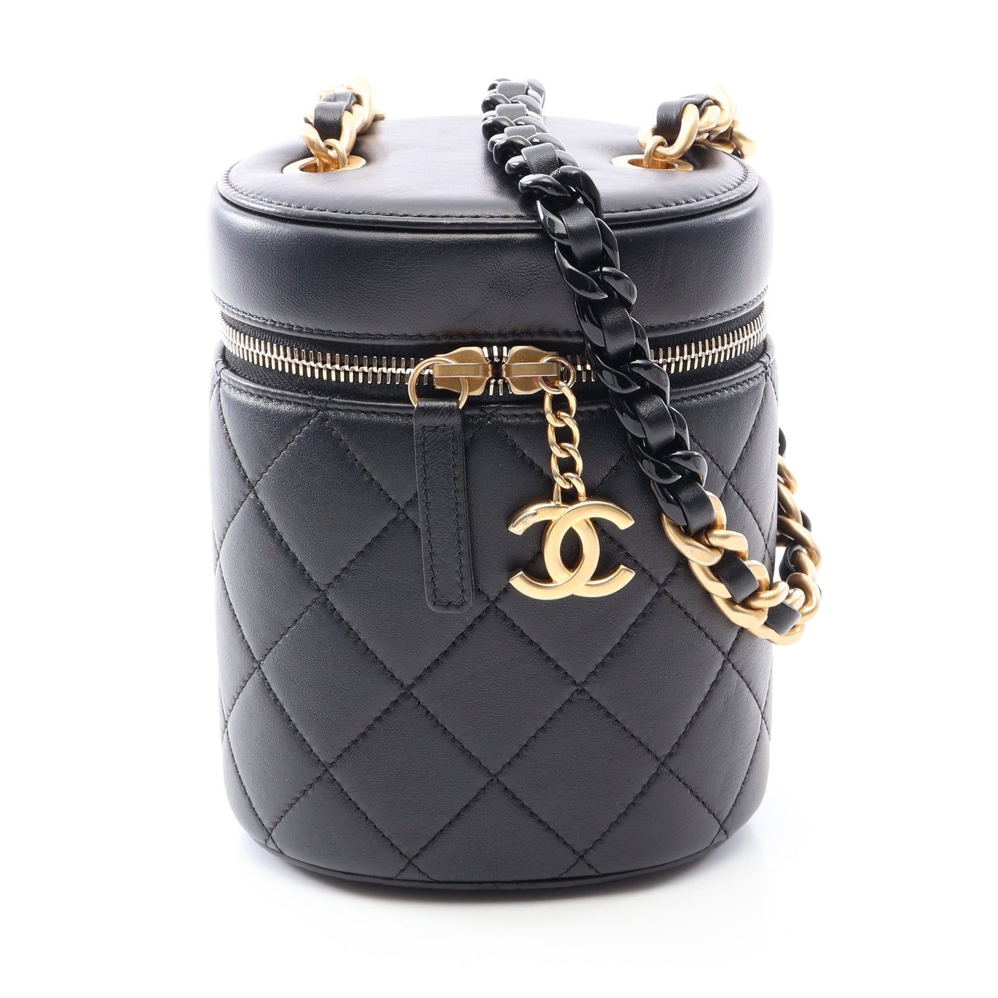 マトラッセ スモールバニティ チェーンショルダーバッグ ラムスキン ブラック コンビ金具 シャネル バッグ CHANEL