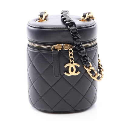 マトラッセ スモールバニティ チェーンショルダーバッグ ラムスキン ブラック コンビ金具 シャネル バッグ CHANEL