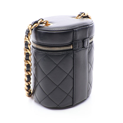 マトラッセ スモールバニティ チェーンショルダーバッグ ラムスキン ブラック コンビ金具 シャネル バッグ CHANEL
