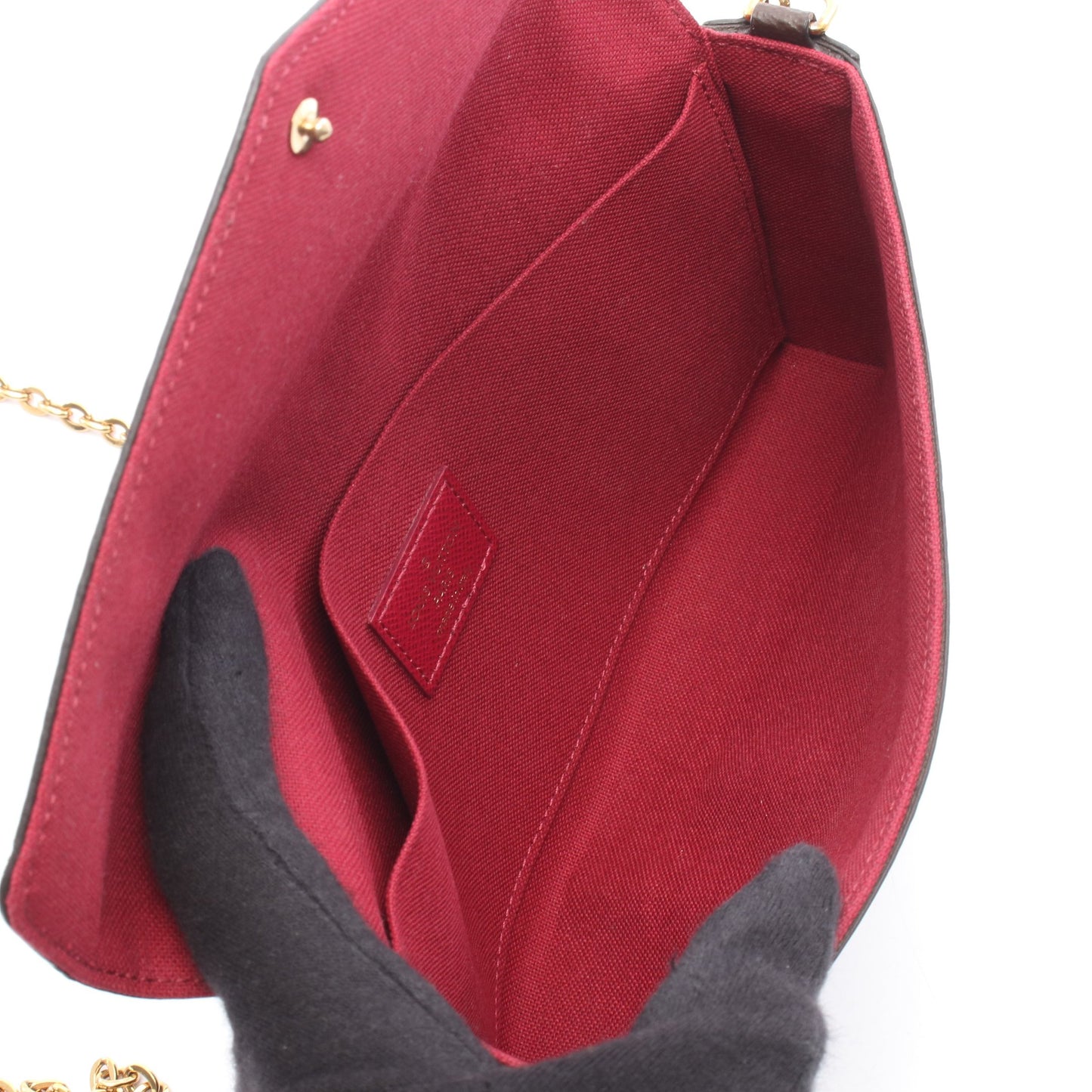 ポシェット フェリシー モノグラム フューシャ チェーンウォレット PVC レザー ブラウン ルイヴィトン