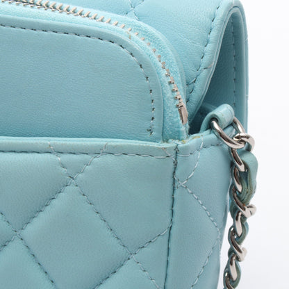 マトラッセ フォンケース チェーンウォレット ラムスキン ライトブルー シルバー金具 シャネル バッグ CHANEL