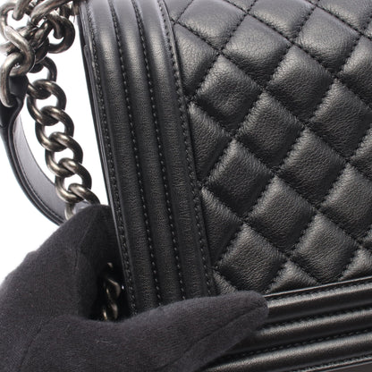 ボーイシャネル チェーンショルダーバッグ ラムスキン ブラック シルバー金具 シャネル