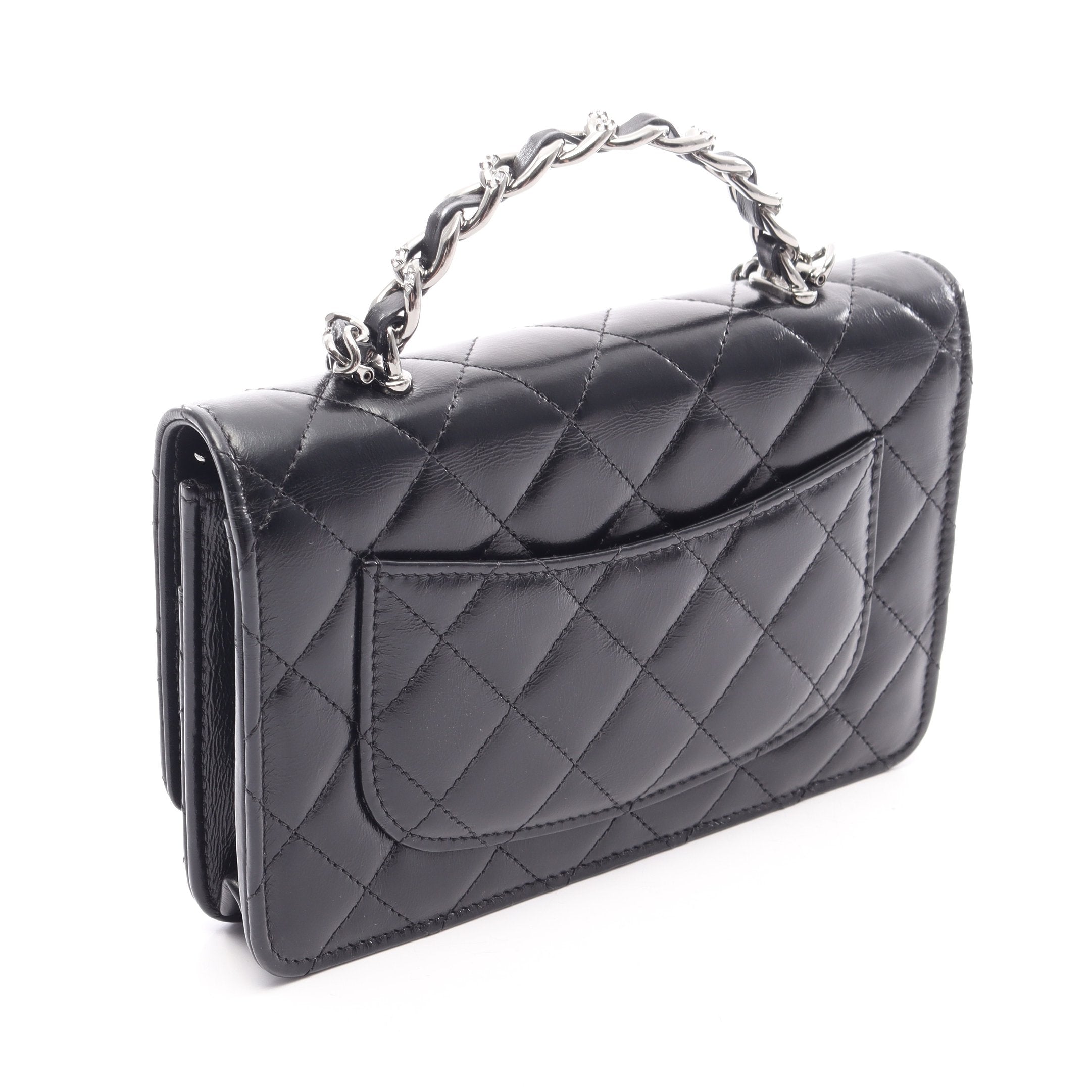 CHANEL チェーンウォレット　ラムスキン マトラッセ トップハンドル 2WAY チェーンウォレット ラムスキン