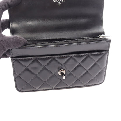 マトラッセ トップハンドル 2WAY チェーンウォレット ラムスキン ブラック シルバー金具 シャネル