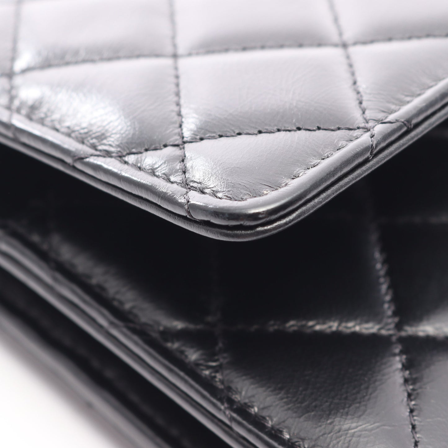 マトラッセ トップハンドル 2WAY チェーンウォレット ラムスキン ブラック シルバー金具 シャネル