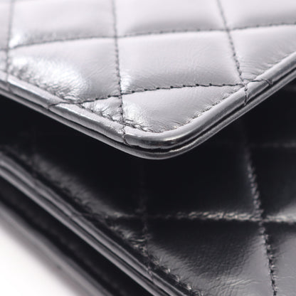 マトラッセ トップハンドル 2WAY チェーンウォレット ラムスキン ブラック シルバー金具 シャネル