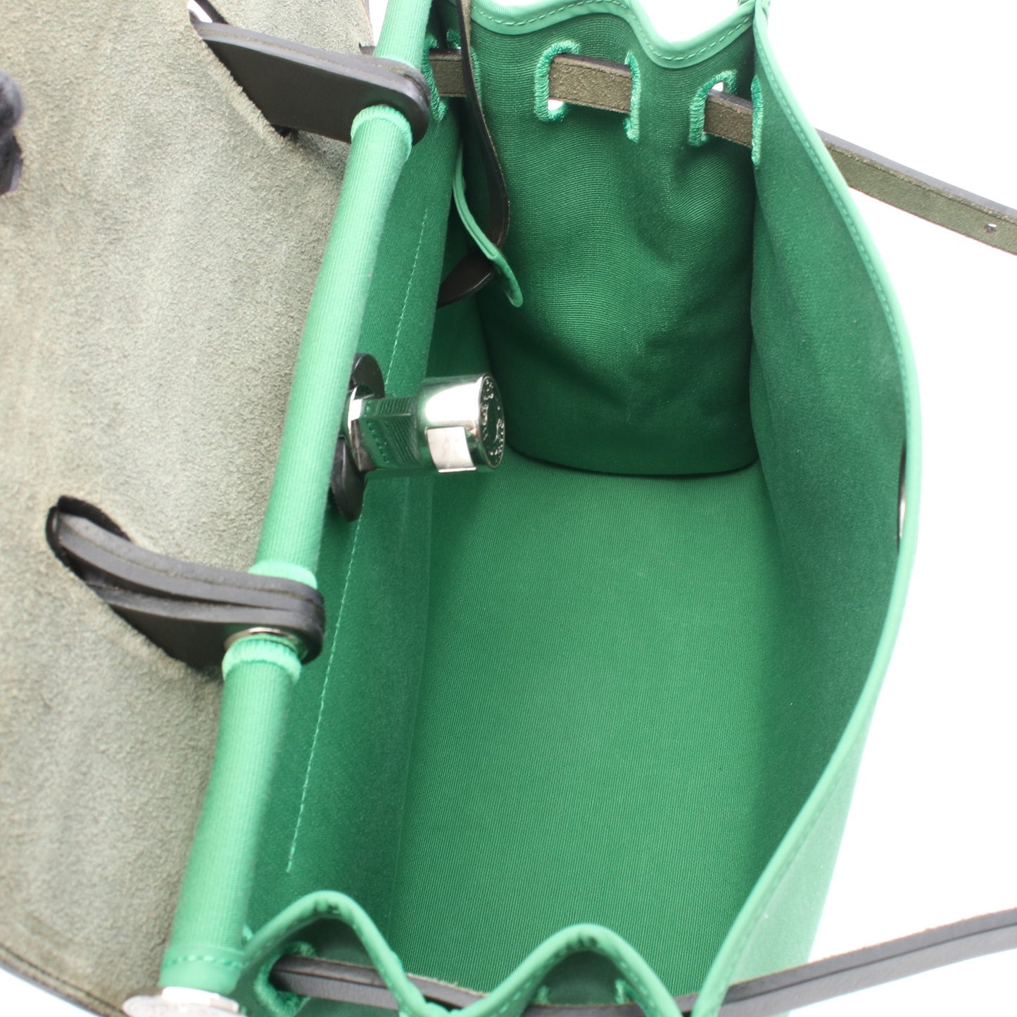 エールバッグジップPM バンブー 2WAY ハンドバッグ トワルオフィシエ ヴァッシュハンター グリーン ブラック シルバー金具 A刻印 エルメス