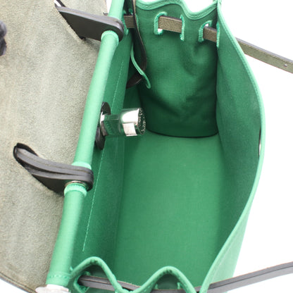 エールバッグジップPM バンブー 2WAY ハンドバッグ トワルオフィシエ ヴァッシュハンター グリーン ブラック シルバー金具 A刻印 エルメス