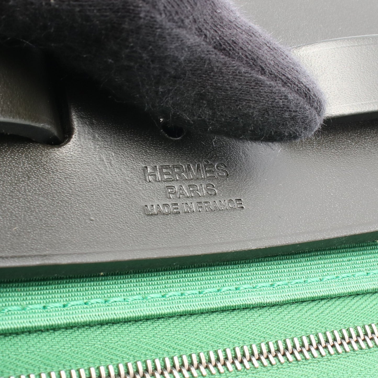 エールバッグジップPM バンブー 2WAY ハンドバッグ トワルオフィシエ ヴァッシュハンター グリーン ブラック シルバー金具 A刻印 エルメス