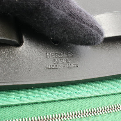 エールバッグジップPM バンブー 2WAY ハンドバッグ トワルオフィシエ ヴァッシュハンター グリーン ブラック シルバー金具 A刻印 エルメス
