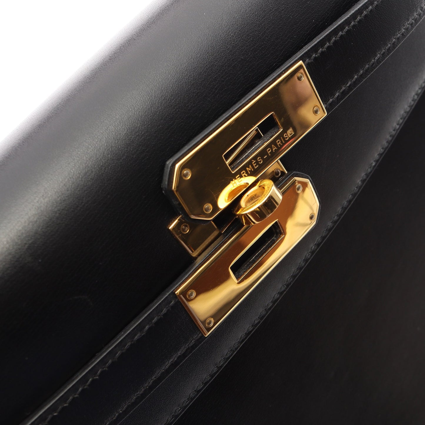 ケリー32 外縫い 2WAY ハンドバッグ ボックスカーフ ブラック ゴールド金具 ○X刻印 エルメス