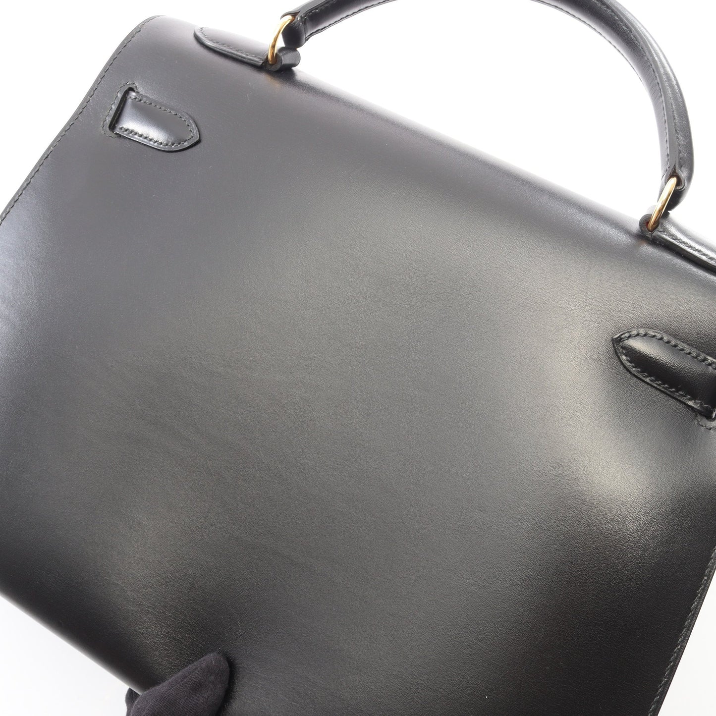 ケリー32 外縫い 2WAY ハンドバッグ ボックスカーフ ブラック ゴールド金具 ○X刻印 エルメス