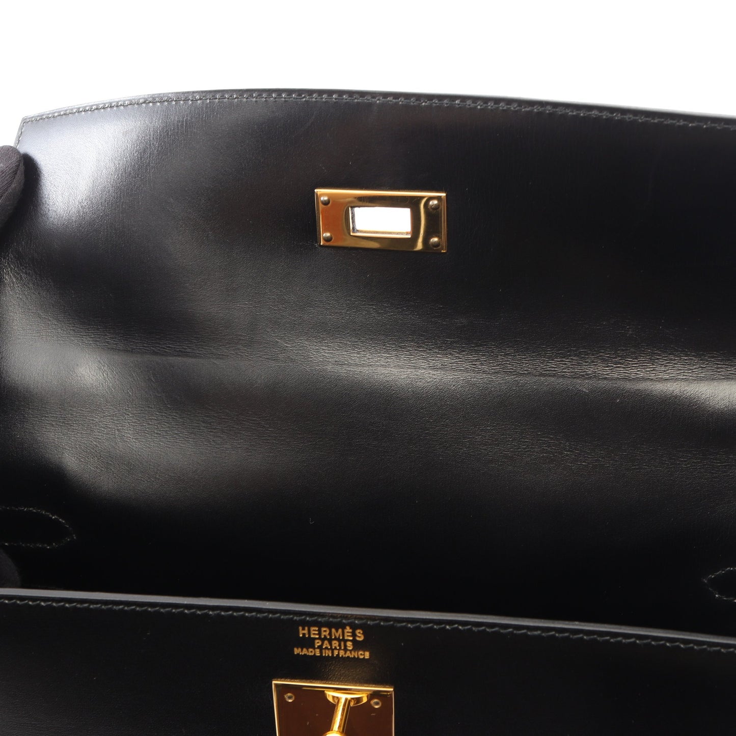 ケリー32 外縫い 2WAY ハンドバッグ ボックスカーフ ブラック ゴールド金具 ○X刻印 エルメス