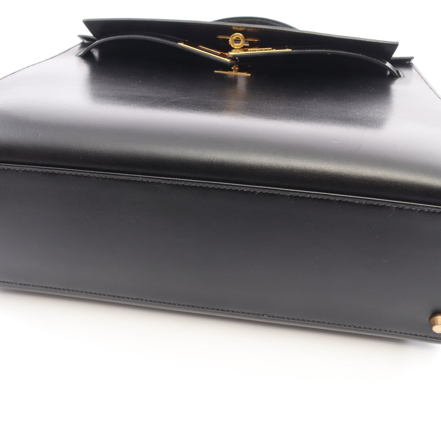 ケリー32 外縫い 2WAY ハンドバッグ ボックスカーフ ブラック ゴールド金具 ○X刻印 エルメス
