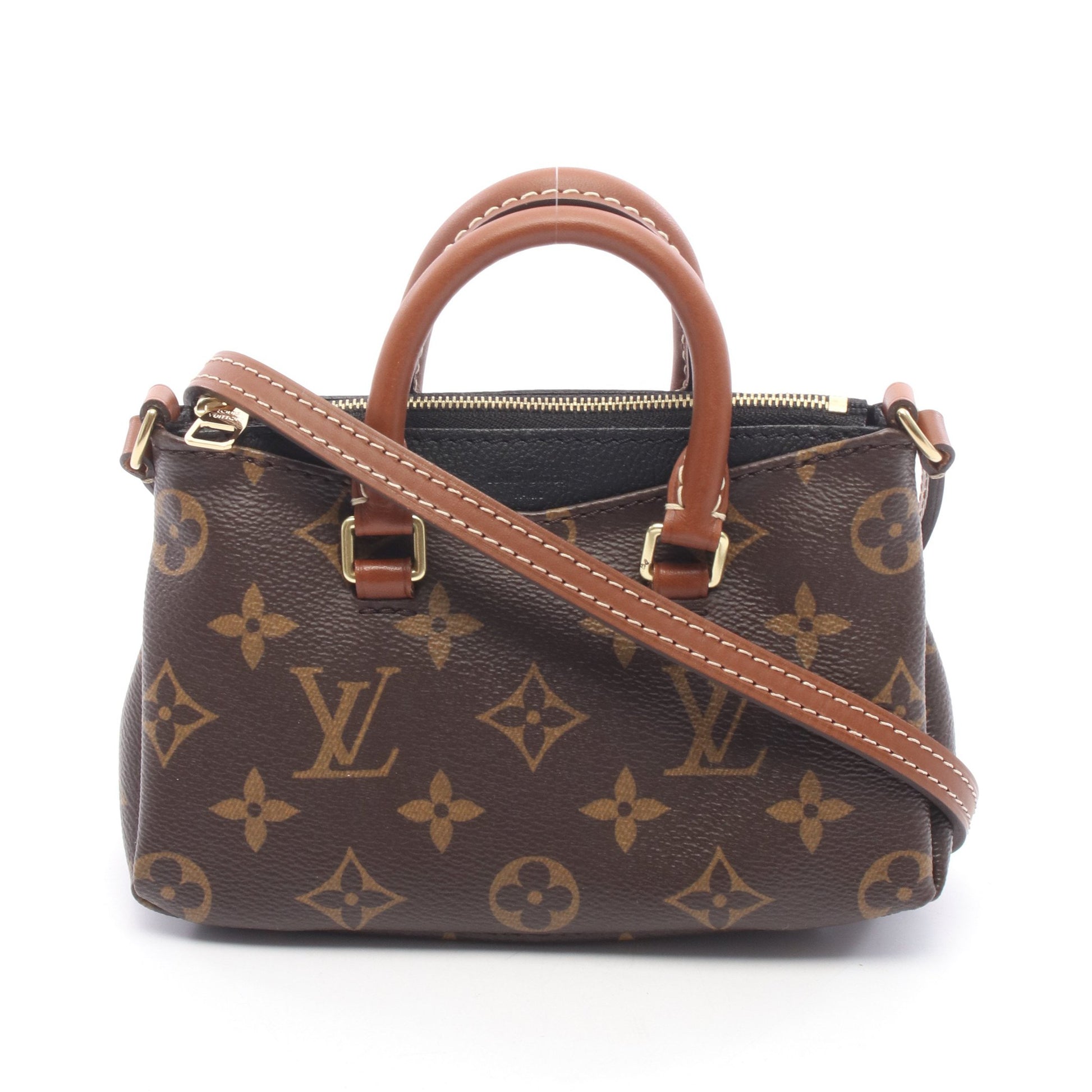 ナノパラス モノグラム ノワール 2WAY ショルダーバッグ PVC レザー ブラウン ブラック ルイヴィトン バッグ LOUIS VUITTON