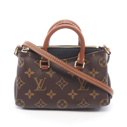 ナノパラス モノグラム ノワール 2WAY ショルダーバッグ PVC レザー ブラウン ブラック ルイヴィトン バッグ LOUIS VUITTON