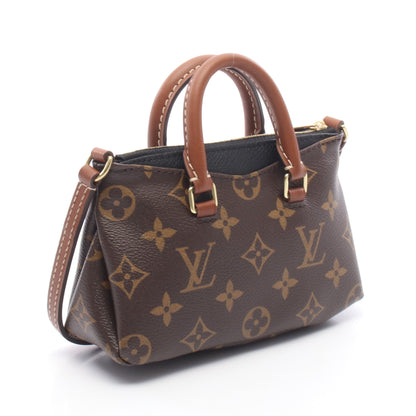 ナノパラス モノグラム ノワール 2WAY ショルダーバッグ PVC レザー ブラウン ブラック ルイヴィトン バッグ LOUIS VUITTON