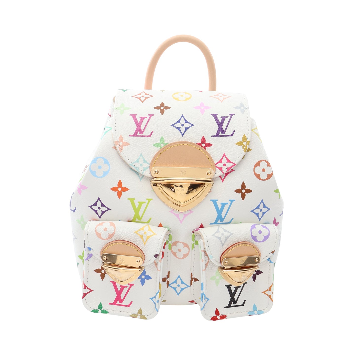 LV × TM ヴェニス モノグラムマルチカラー バックパック リュックサック PVC レザー ホワイト ルイヴィトン