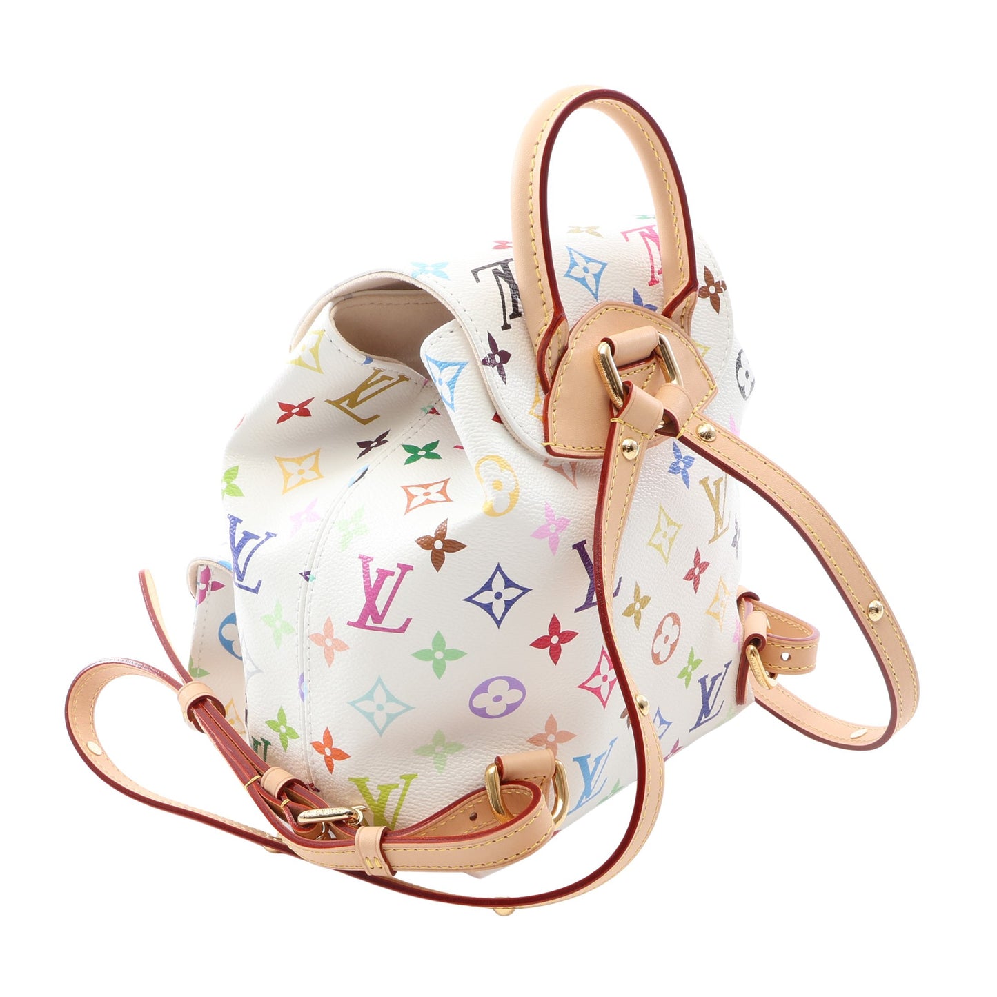 LV × TM ヴェニス モノグラムマルチカラー バックパック リュックサック PVC レザー ホワイト ルイヴィトン