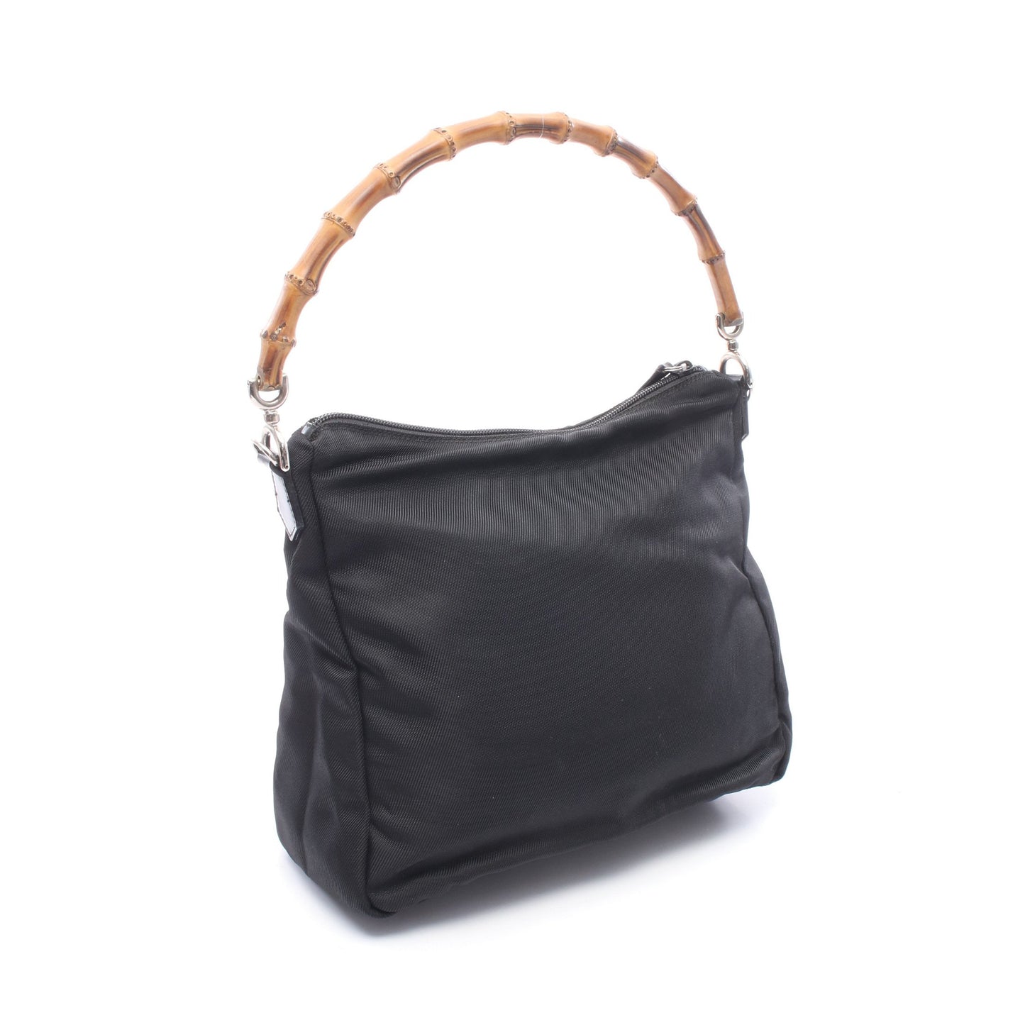 バンブー 2WAY ハンドバッグ キャンバス レザー ブラック グッチ